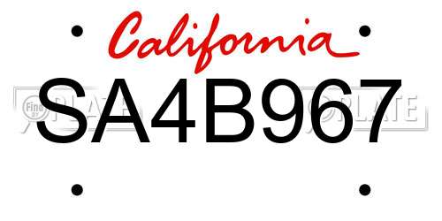 SA4B967 California License Plate