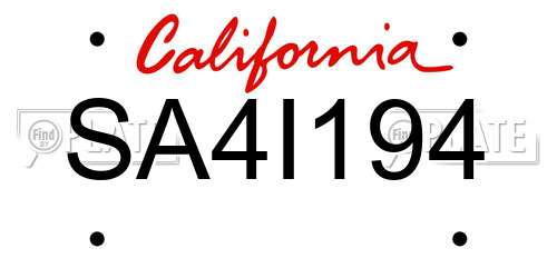 SA4I194 California License Plate