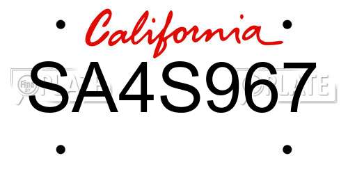 SA4S967 California License Plate