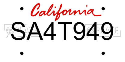 SA4T949 California License Plate