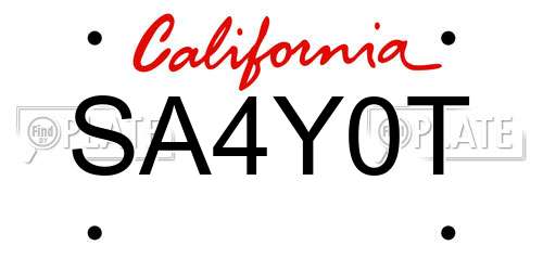 SA4Y0T California License Plate