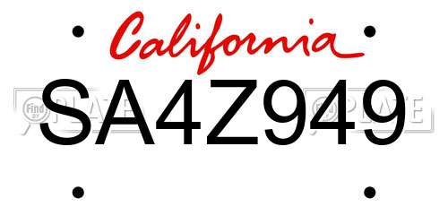 SA4Z949 California License Plate
