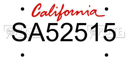 SA52515 California License Plate