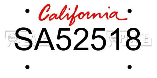 SA52518 California License Plate