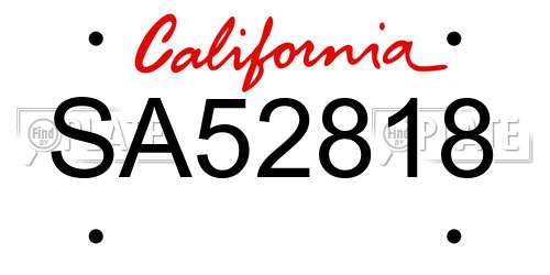 SA52818 California License Plate