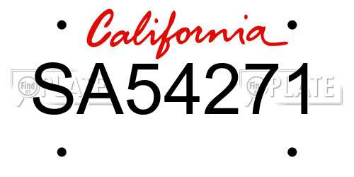 SA54271 California License Plate