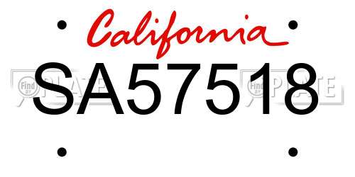 SA57518 California License Plate