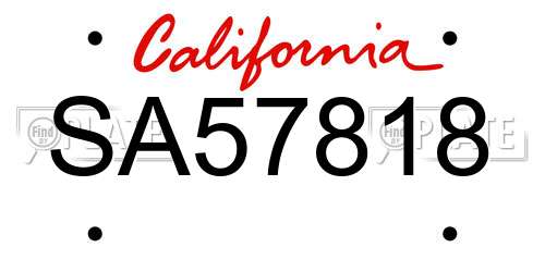 SA57818 California License Plate