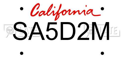 SA5D2M California License Plate