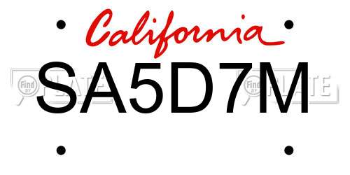 SA5D7M California License Plate