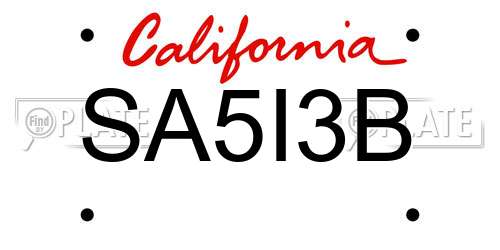 SA5I3B California License Plate