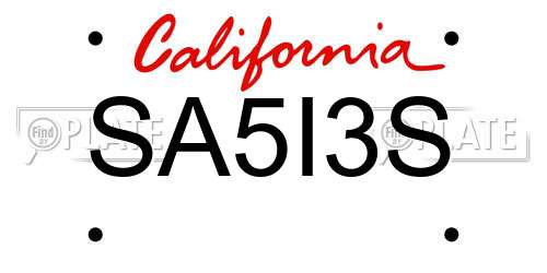 SA5I3S California License Plate