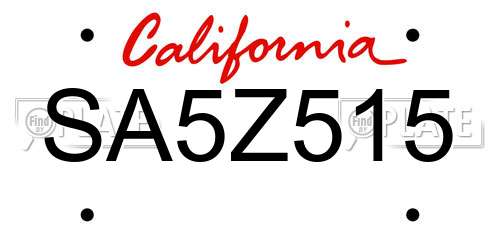 SA5Z515 California License Plate
