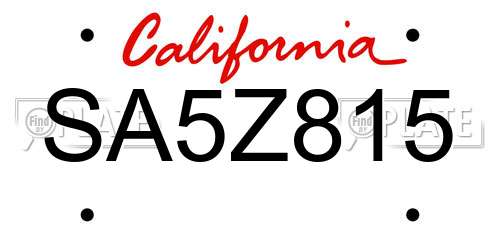 SA5Z815 California License Plate