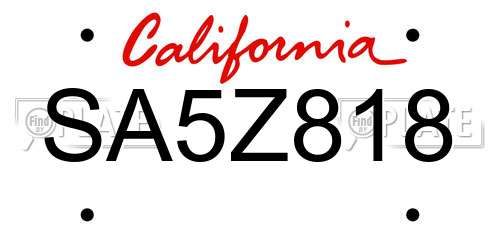 SA5Z818 California License Plate