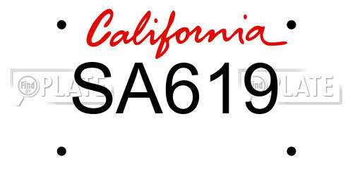 SA619 California License Plate