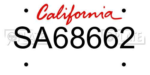 SA68662 California License Plate