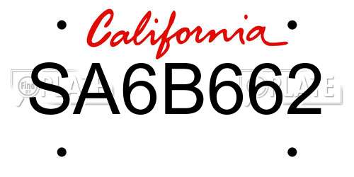 SA6B662 California License Plate
