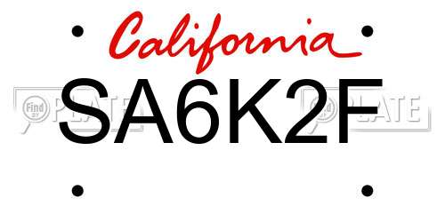 SA6K2F California License Plate