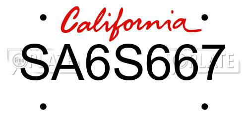 SA6S667 California License Plate