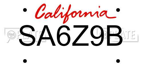 SA6Z9B California License Plate