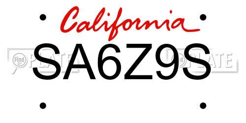 SA6Z9S California License Plate