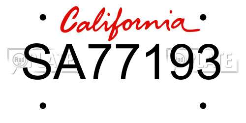 SA77193 California License Plate