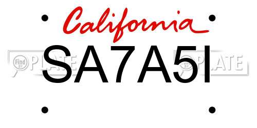 SA7A5I California License Plate