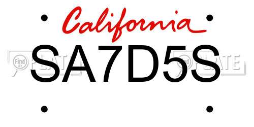 SA7D5S California License Plate