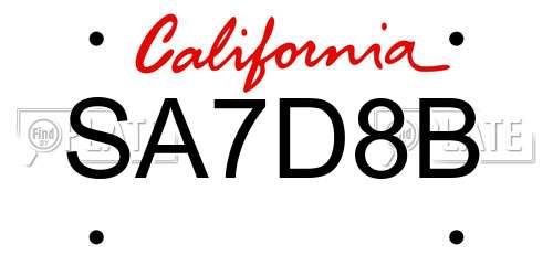SA7D8B California License Plate