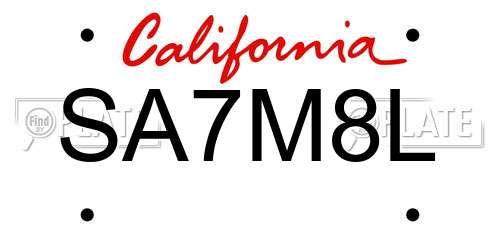 SA7M8L California License Plate