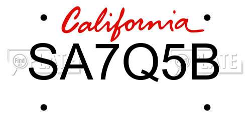 SA7Q5B California License Plate