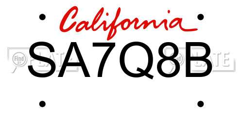 SA7Q8B California License Plate