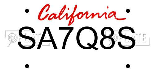 SA7Q8S California License Plate