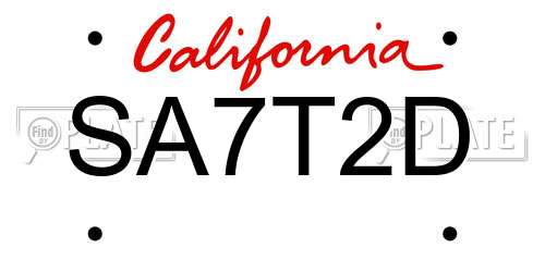 SA7T2D California License Plate