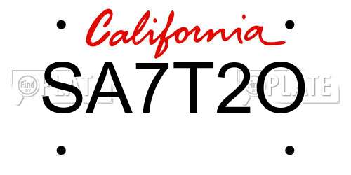 SA7T2O California License Plate