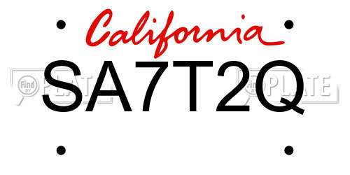SA7T2Q California License Plate