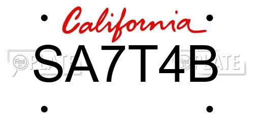 SA7T4B California License Plate