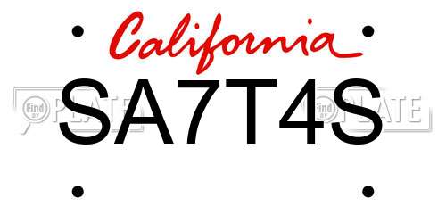 SA7T4S California License Plate
