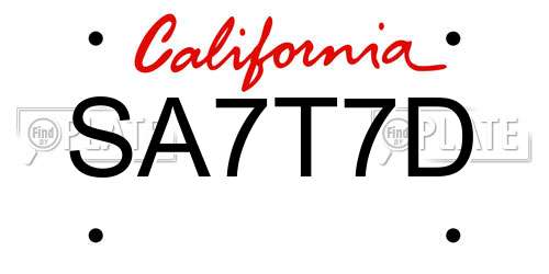 SA7T7D California License Plate