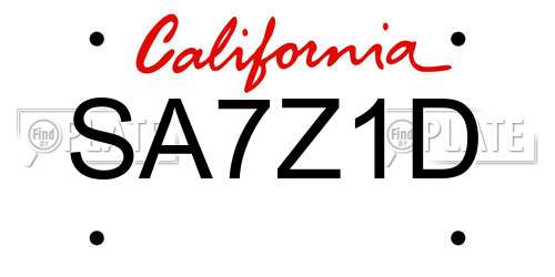 SA7Z1D California License Plate