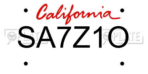 SA7Z1O California License Plate