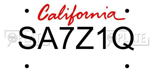 SA7Z1Q California License Plate