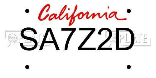 SA7Z2D California License Plate