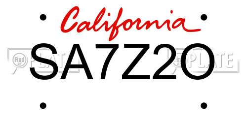 SA7Z2O California License Plate