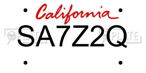 SA7Z2Q California License Plate