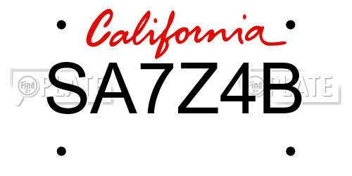 SA7Z4B California License Plate