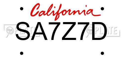 SA7Z7D California License Plate
