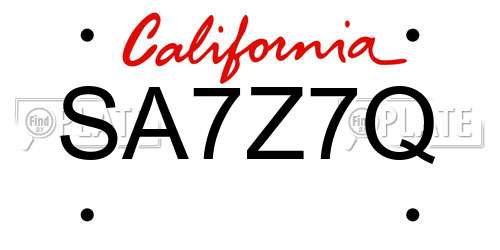 SA7Z7Q California License Plate