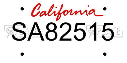 SA82515 California License Plate